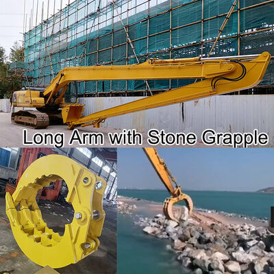 Excavator Long Reach Arm with Stone Grab Grapple